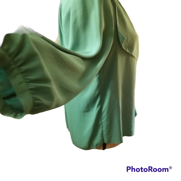 Maeve by Anthropologie Green Ruffle Blouse - Size 8 - Picture 3 of 16